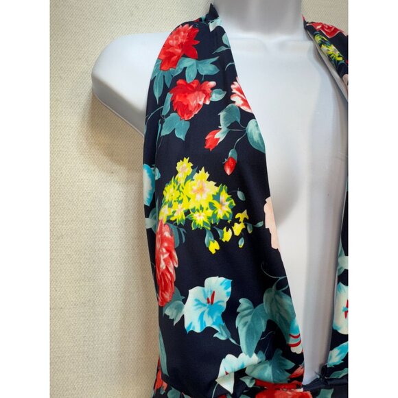 COCOSHIP Women's Retro Backless One-Piece Swimsuit Stretch Size M Multi Floral - Picture 8 of 9